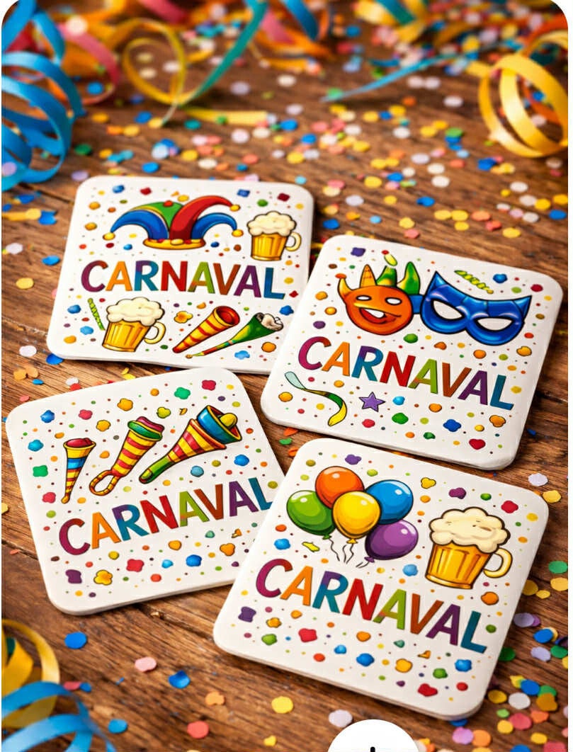 Gepersonaliseerde carnaval onderzetters - set van 4