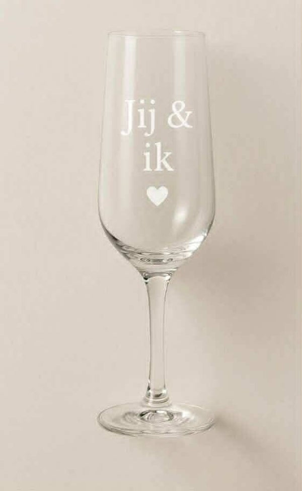 Geëtst champagneglas (gepersonaliseerd)