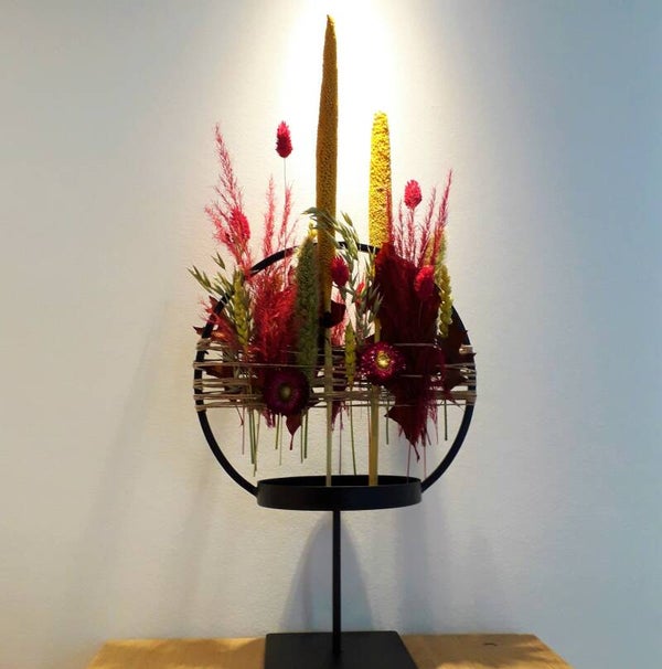 DIY- Droogbloemen ring op voet