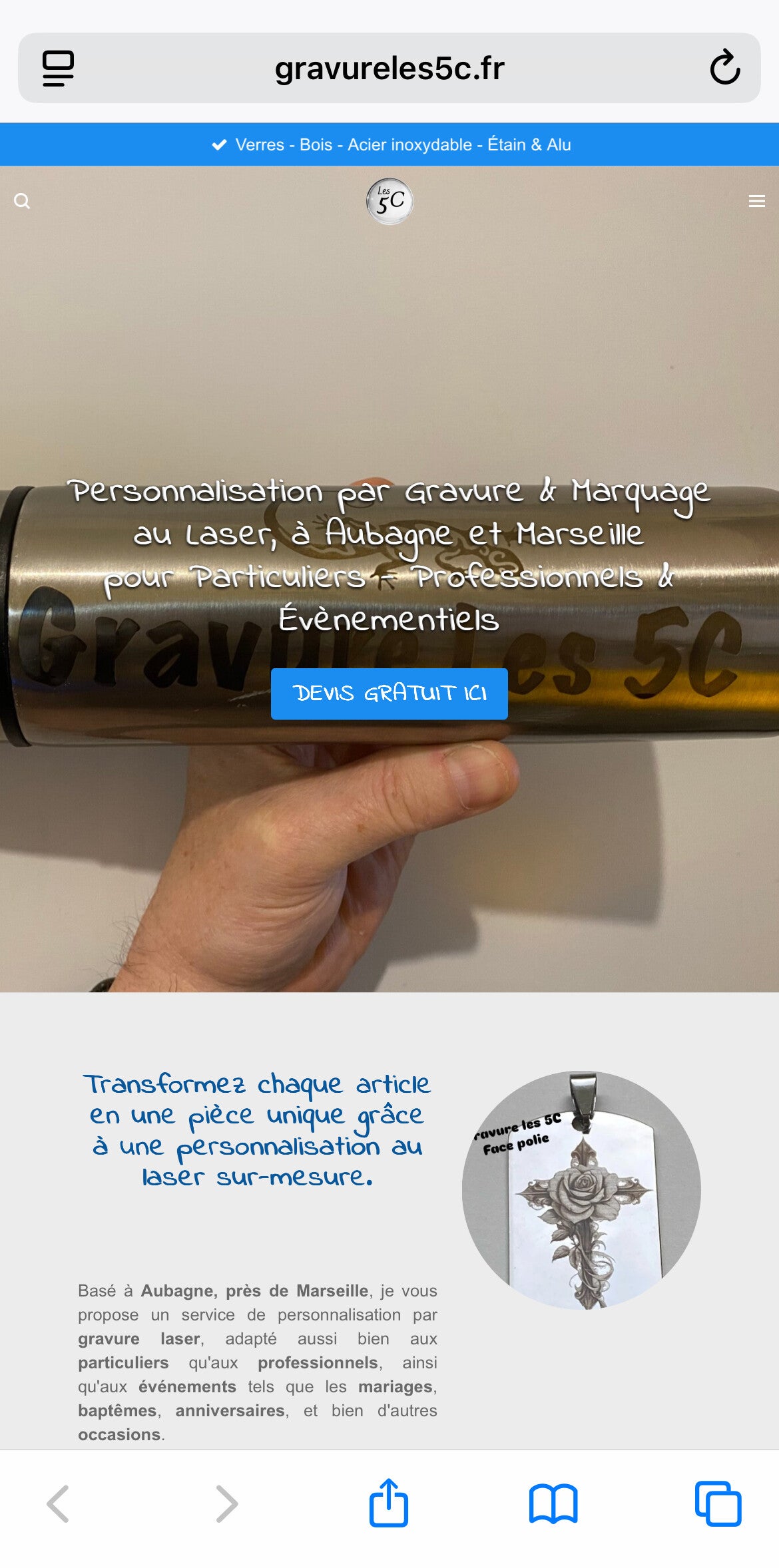 site internet pour graveur laser à aubagne et marseille