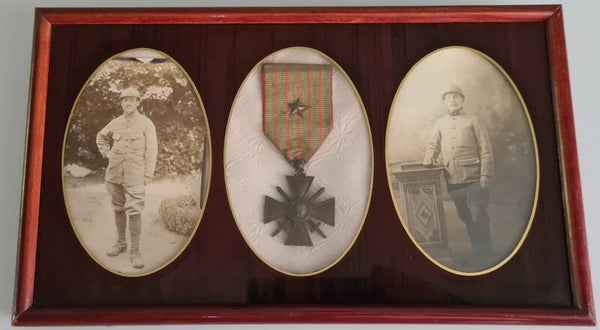 Photo frame of a French soldier with medal