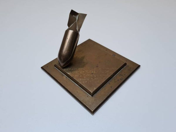 German souvenir of Major Fleischhauer - Mortar on foot with inscription '20-04-1937'