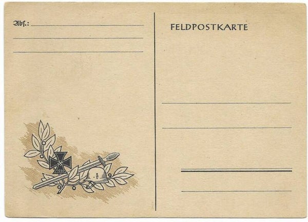 Patriotic 'Feldpostkarte' with the iron cross