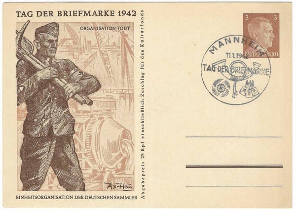 Postcard: 'Tag der Briefmarke' 1942 - Org. Todt.