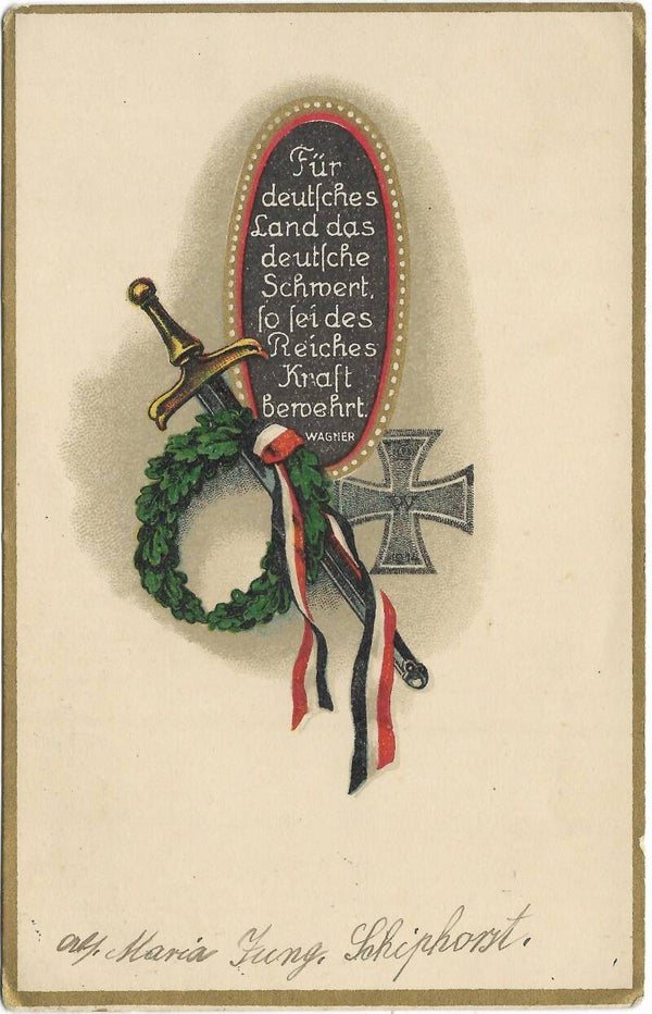 Patriotic postcard sent to a Grendadier of the 14th Company in Spandau. 1916