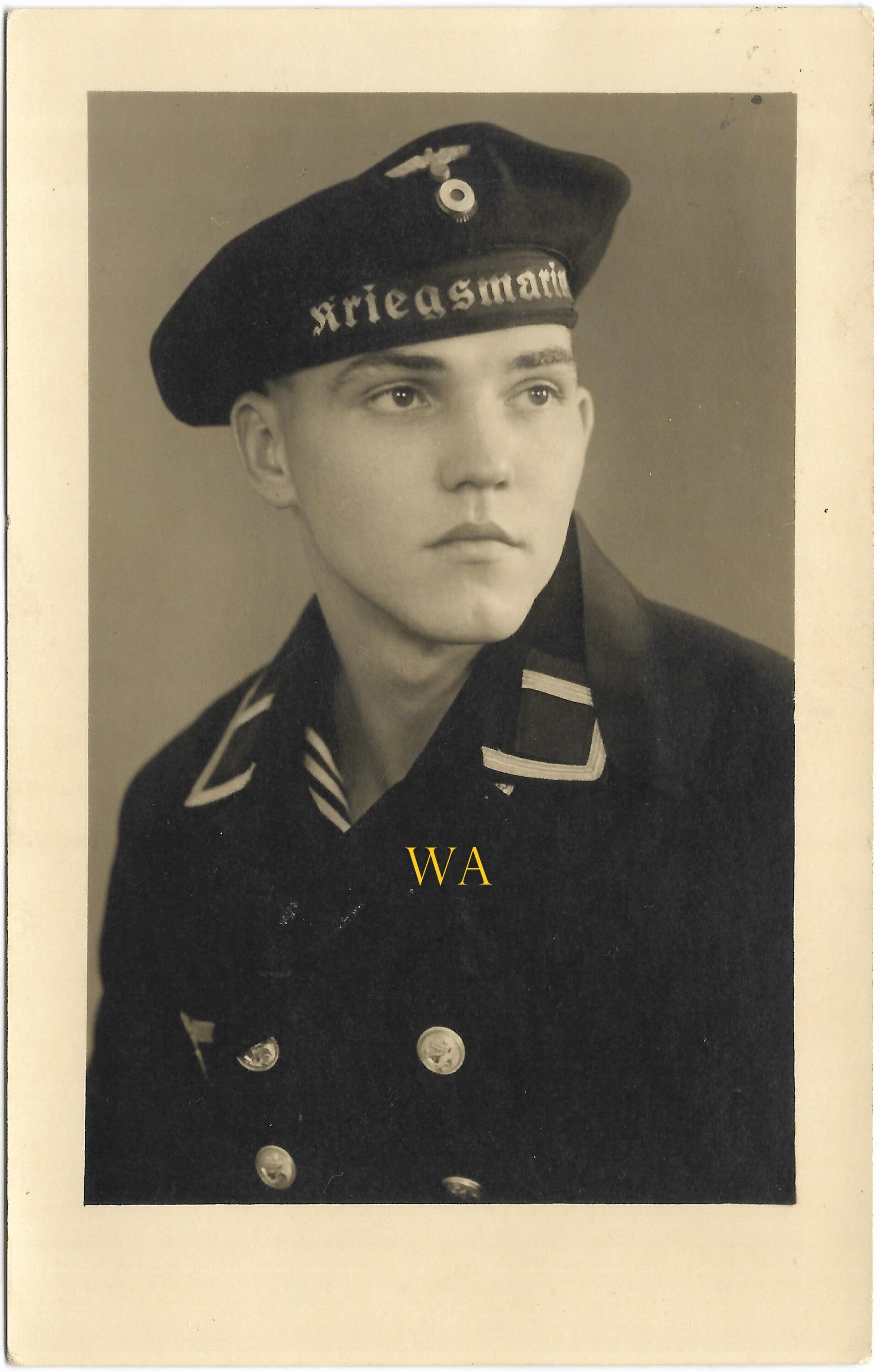 Studio portrait of a German Kriegsmarine sailor stationed in Flensburg - 1942