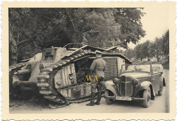 Disabled French Char B1 bis tank near Châlons-Nancy, May/June 1940