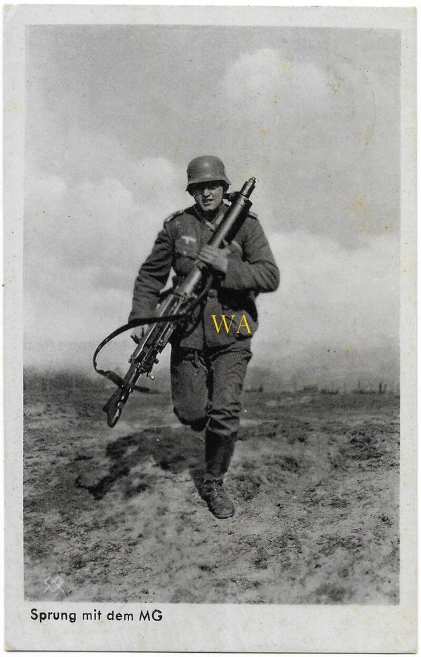 Propagandacard : ''Sprung mit dem MG'' (München 1943)
