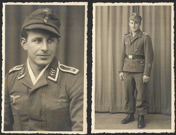2 studio photographs of a “Luftwaffe Kraftfahrer” with a visible emblem on the sleeve.