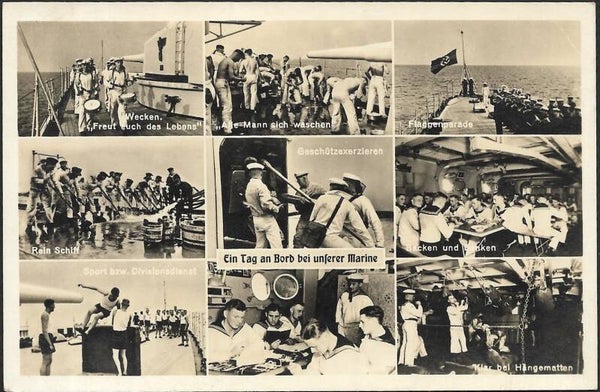 Photocard: ''Ein Tag an Bord bei unserer Marine'' (Nr. 189 Bilder verlag F.F. Wilhelmshaven 23.)
