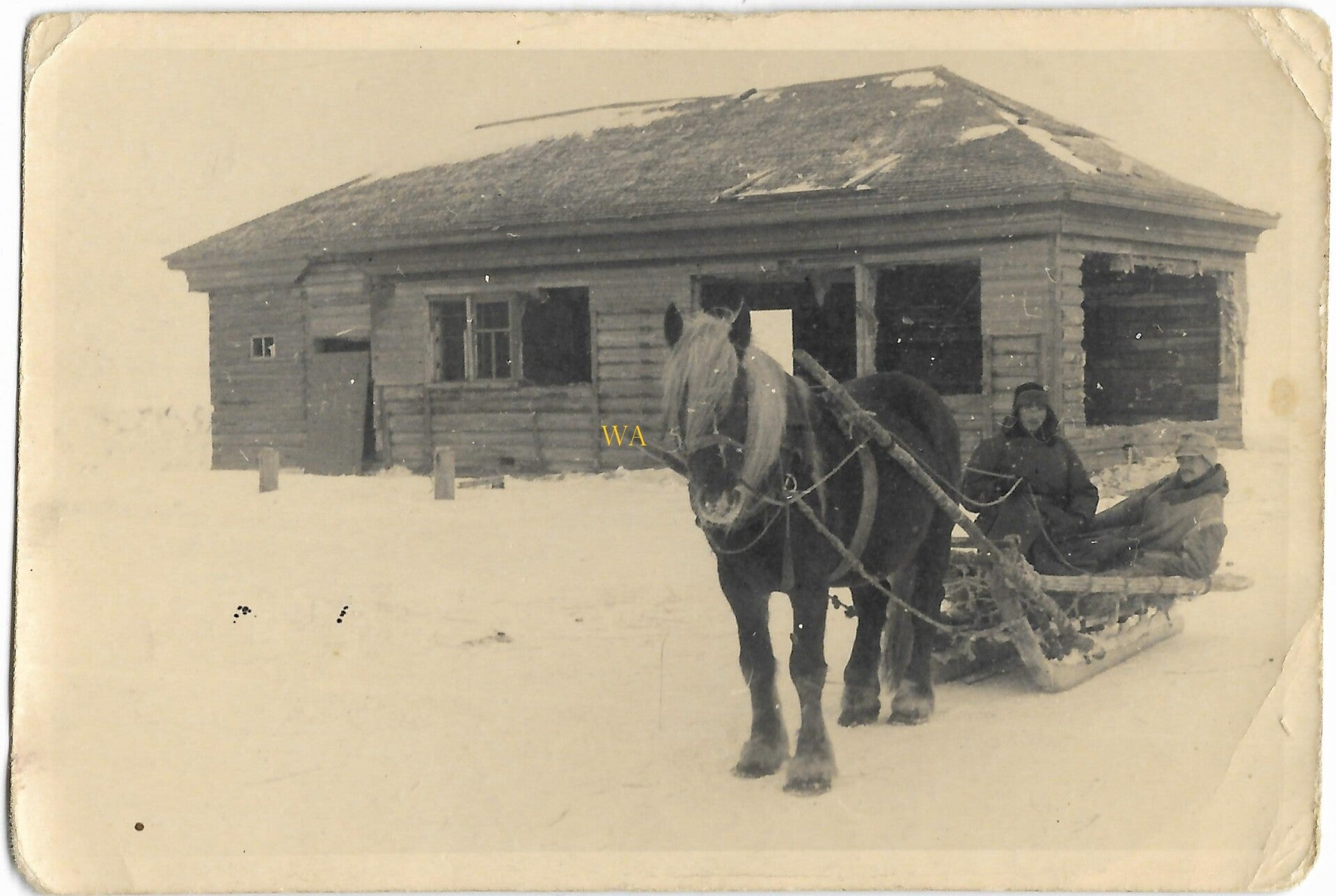 Winter at the front, soldiers with fur hats.