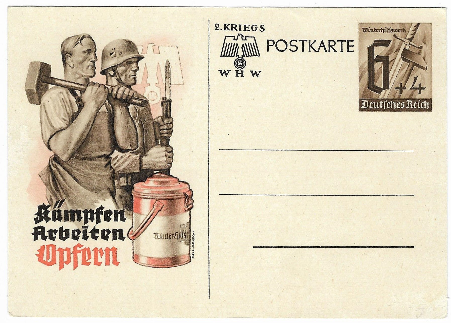 Postcard:  'Kämpfen, Arbeiten, Opfern'  (WHW)