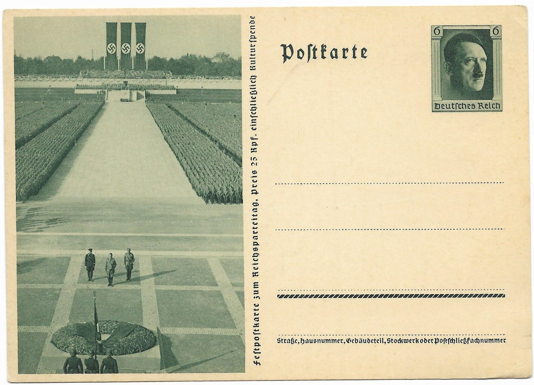 Feldpostkarte zum Reichsparteitag 1937 'mit fahnen'.