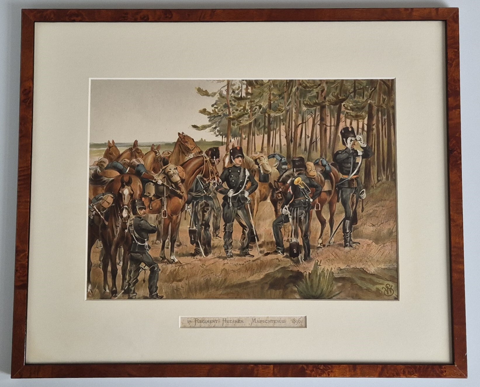 Framed Dutch '2nd Regiment Huzaren Marschtenue 1896'.