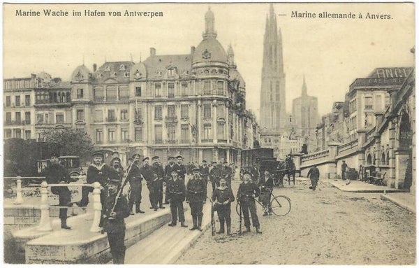 Postcard German soldiers in Antwerp