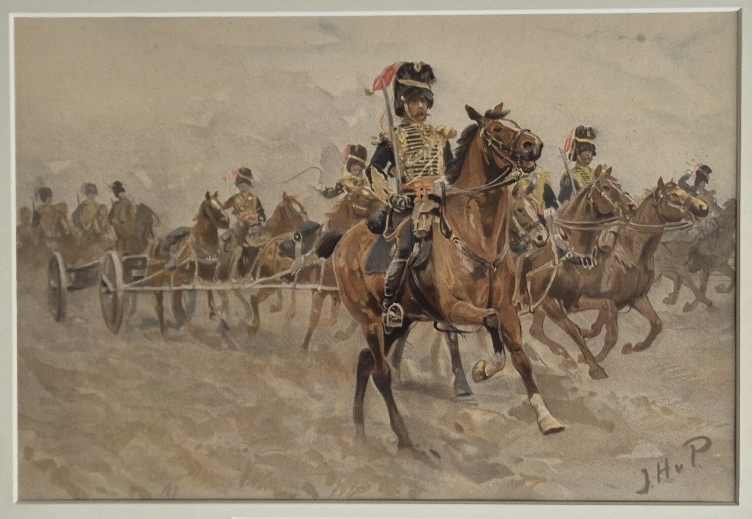 Framed Dutch “Rijdende Artillerie - Groot Tenue 1896”. By Jan Hoynck van Papendrecht