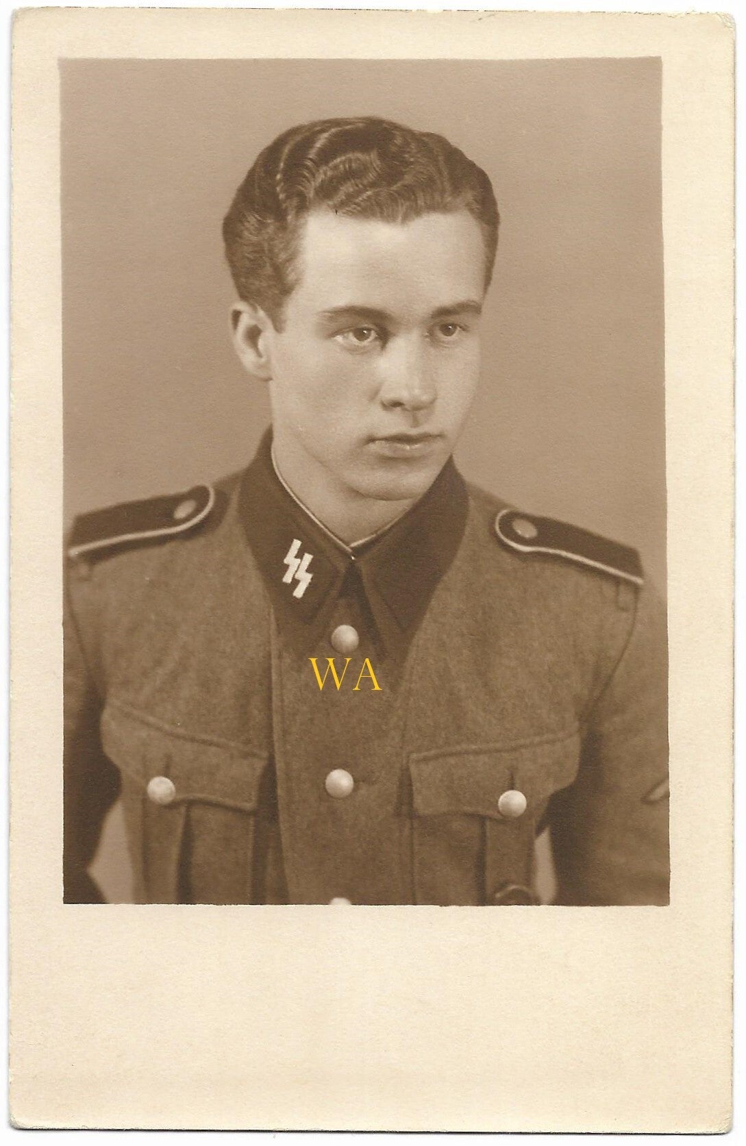 Studio photo in sepia of an SS Soldier - top condition!