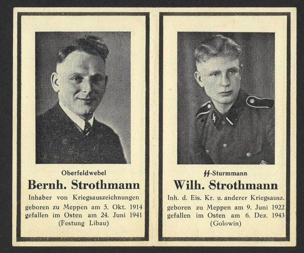 German death card of 2 brothers ( Waffen-SS)