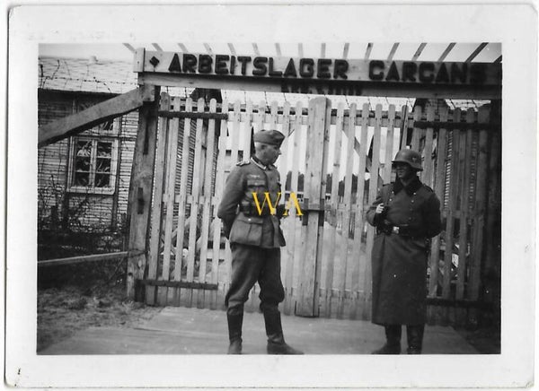Entrance gate with guard for 'Arbeitslager Carcans'