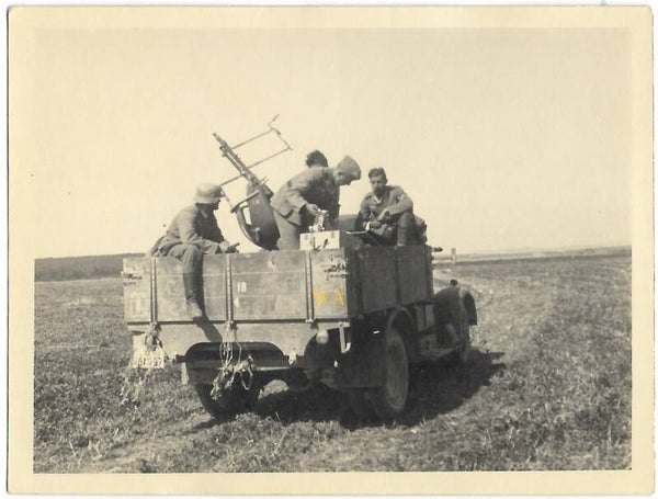 German anti-aircraft defenses from an LKW vehicle