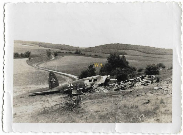 A crashed Heinkel 111 ( with 'Balkenkreuz')