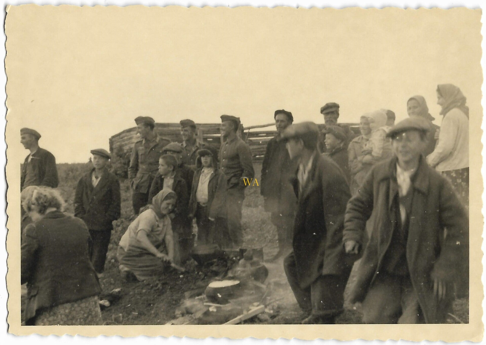 Local Russian people with German soldiers