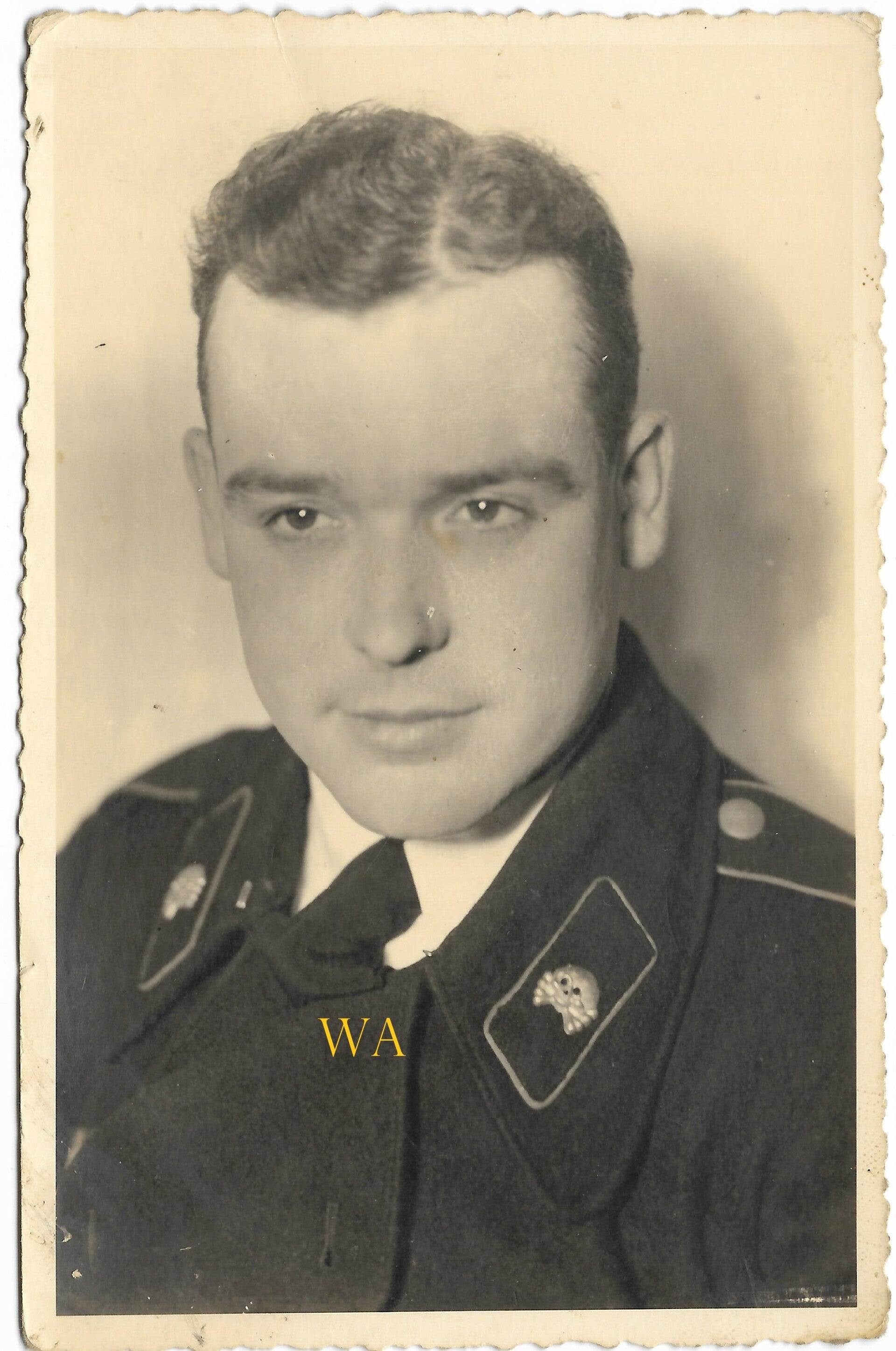 Very nice portrait photo of a Panzerman with visible collar mirrors