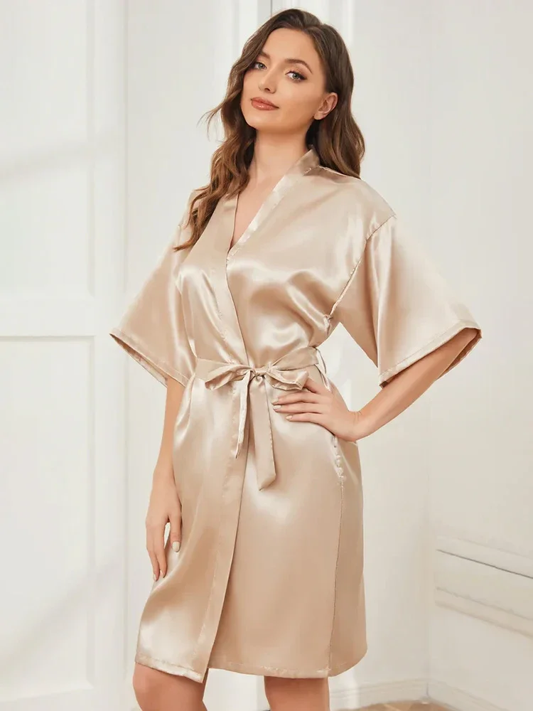 Champagne Satin Dressing Gown