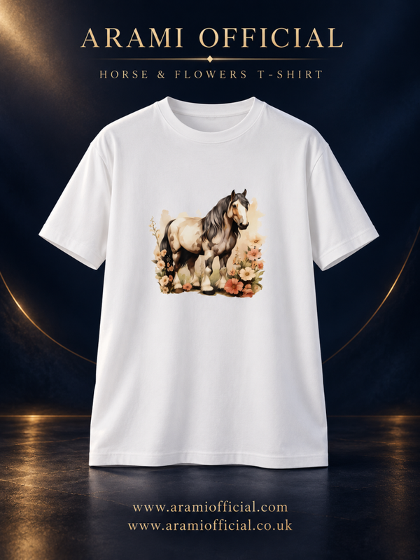 unisex Horse & Flowers T-Shirt - Unisex