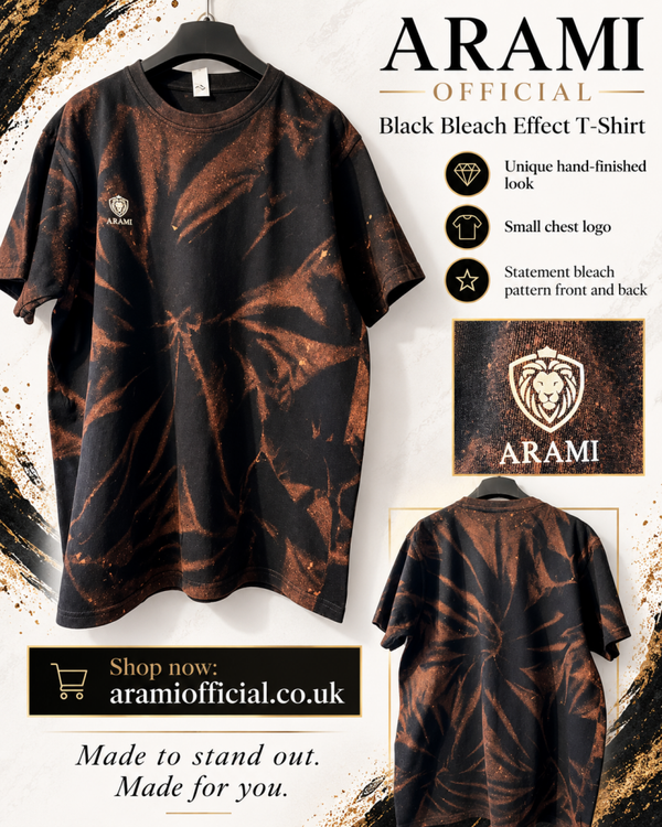 Mens Black Statement Bleach Effect T-Shirt