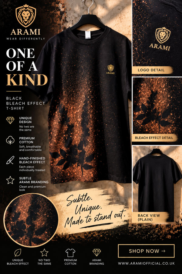 Mens One of a Kind – Black Bleach Effect T-Shirt