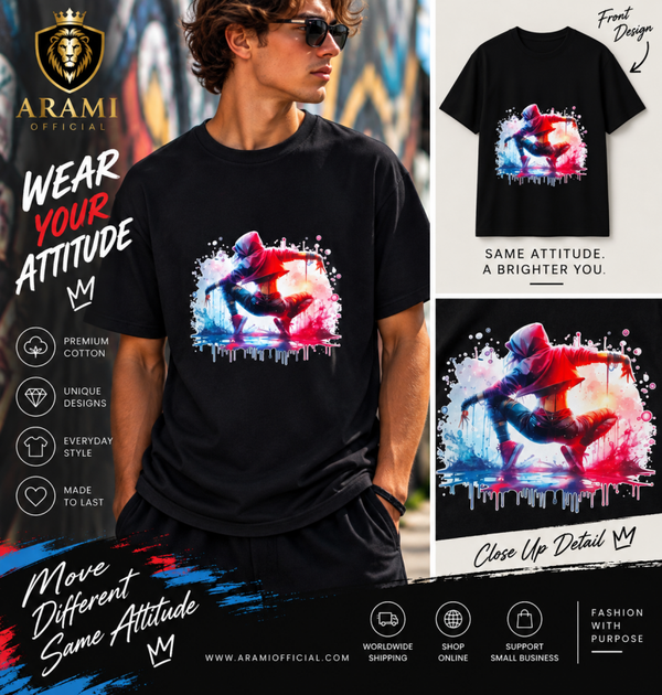 childrens Urban Motion Dance Graphic T-Shirt – Black - child