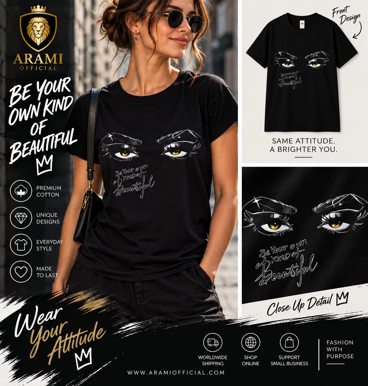womens Be Your Own Kind of Beautiful T-Shirt – Black - Women