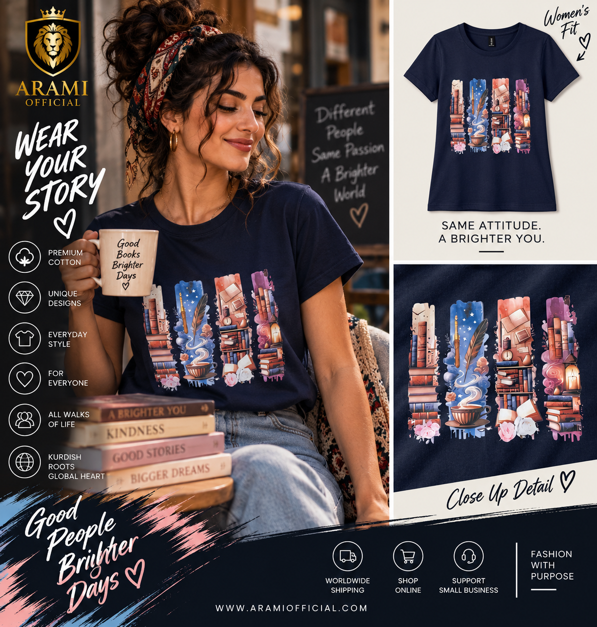 womens Book Lover Women’s T-Shirt - Navy