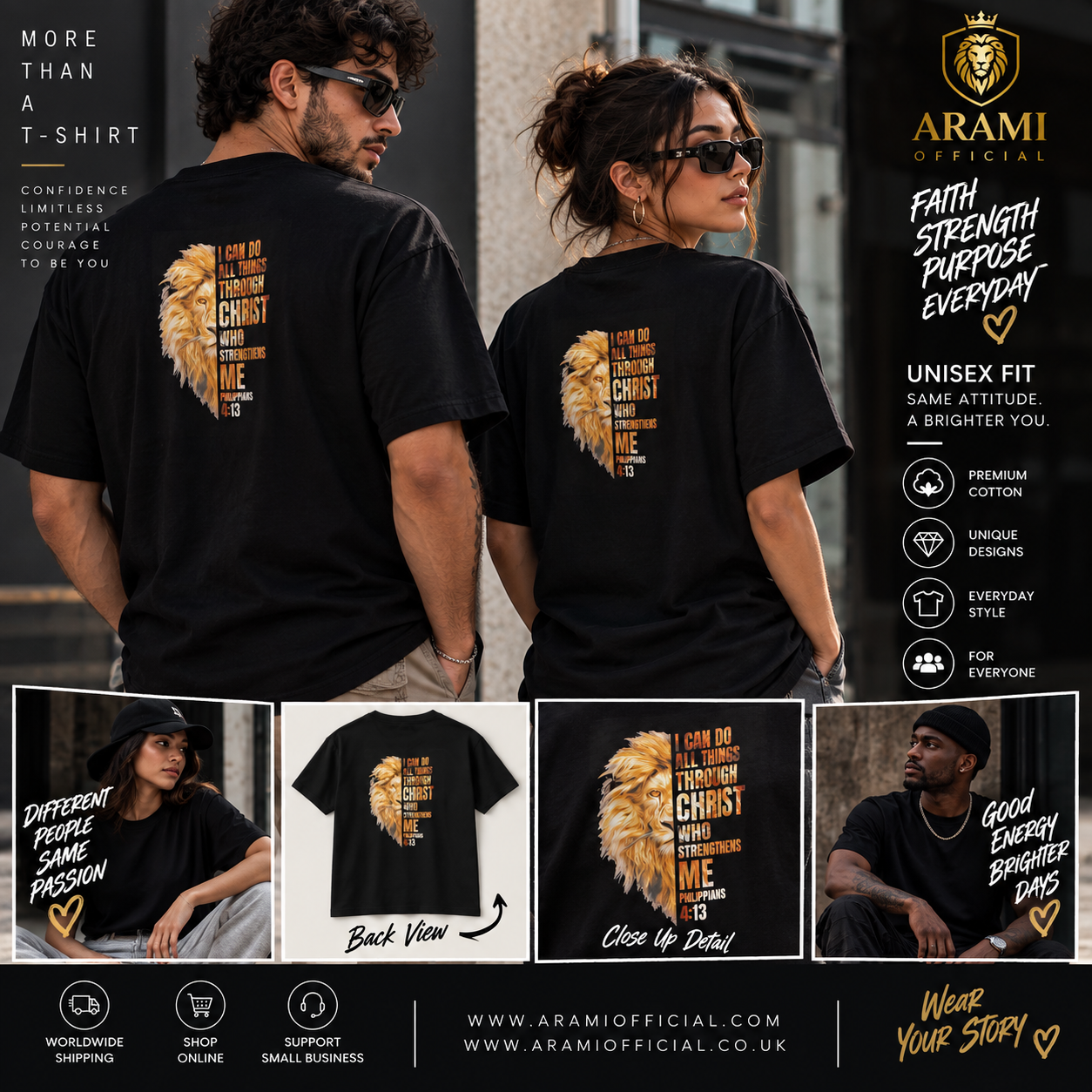 mens Philippians 4:13 Lion T-Shirt - Men