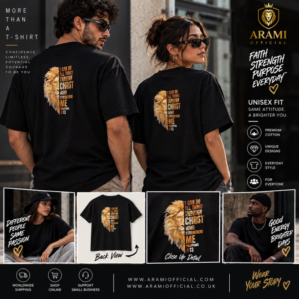 mens Philippians 4:13 Lion T-Shirt - Men
