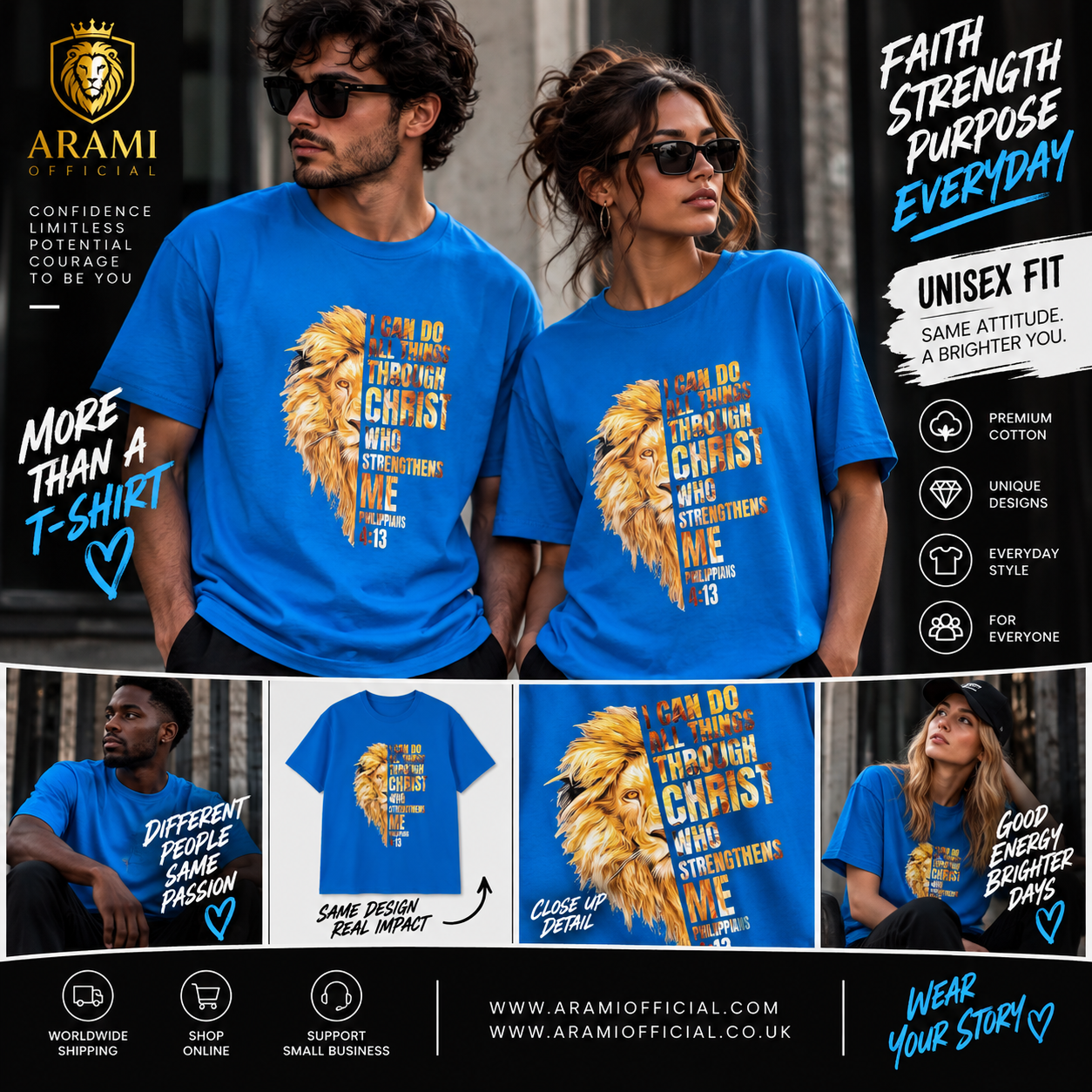 unisex Philippians 4:13 Lion T-Shirt - Unisex