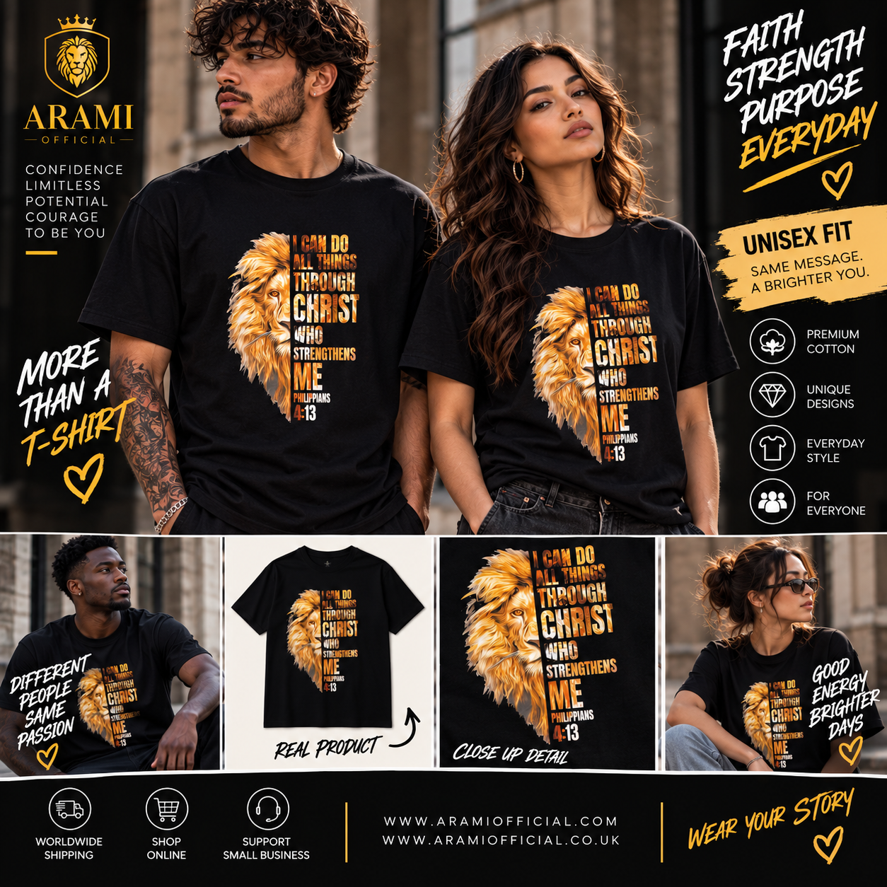 unisex Philippians 4:13 Lion T-Shirt - Unisex