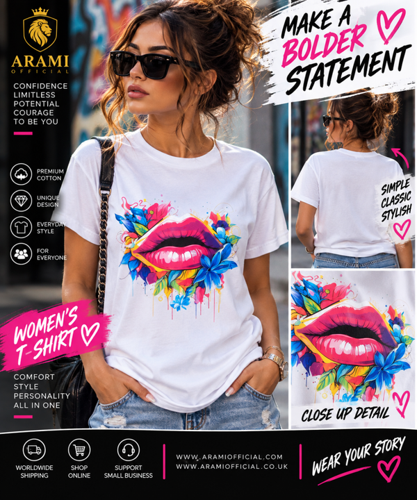 womens Colour Pop Lips Women’s T-Shirt – White - Women