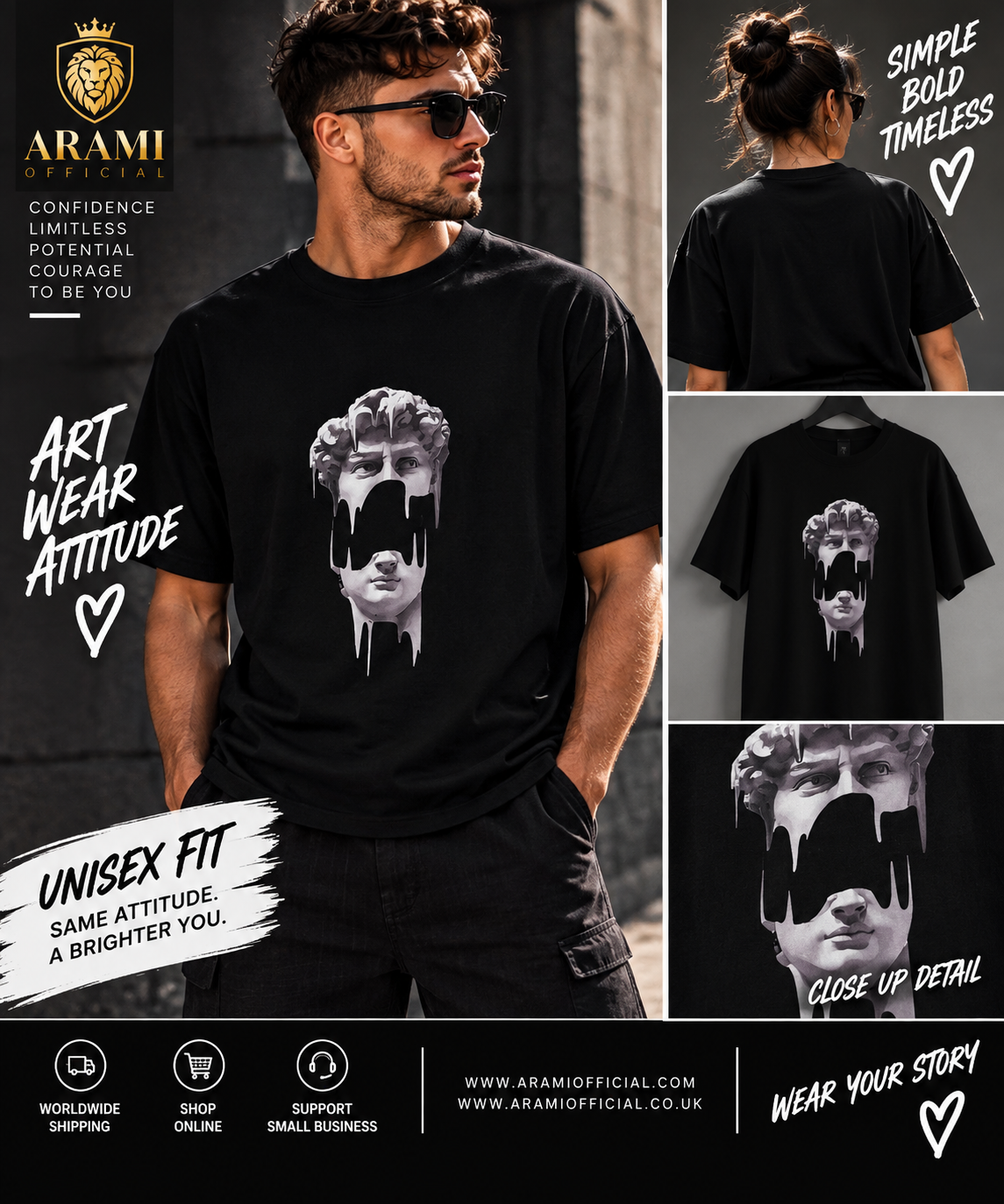unisex Dripping Statue Unisex T-Shirt – Black - Unisex