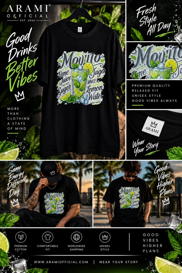 unisex Mojito Graphic T-Shirt – Black - Unisex