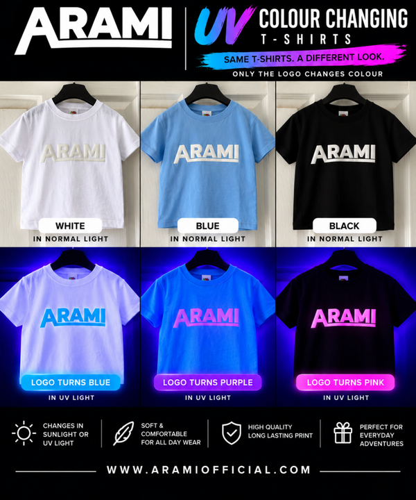 childrens UV Colour-Changing Puff Logo T-Shirt – Age 3–4 - Child