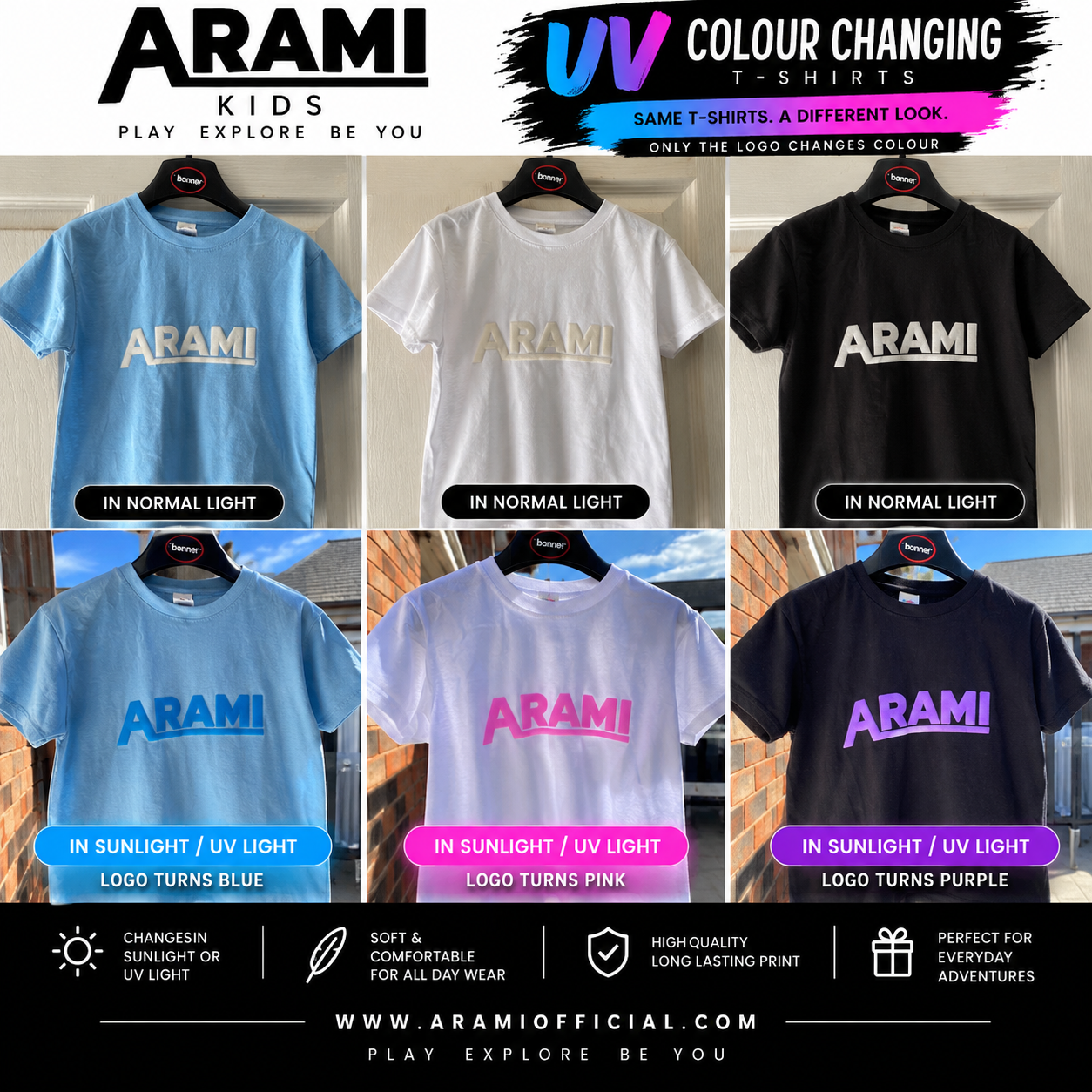childrens Sun-Activated Colour-Changing T-Shirt – Age 7–8 - Child