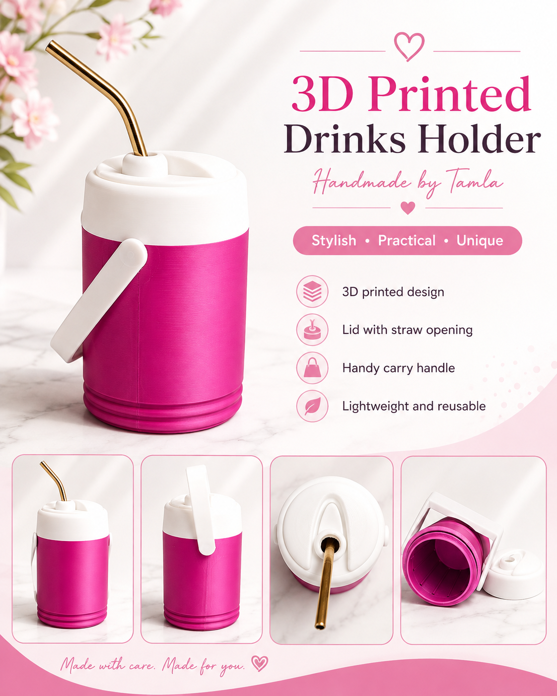 3D Can Holder with Straw Hole