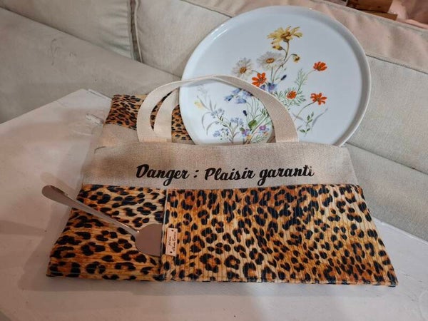 SAC A TARTE REVERSIBLE COSTAUD  TISSU LEOPARD