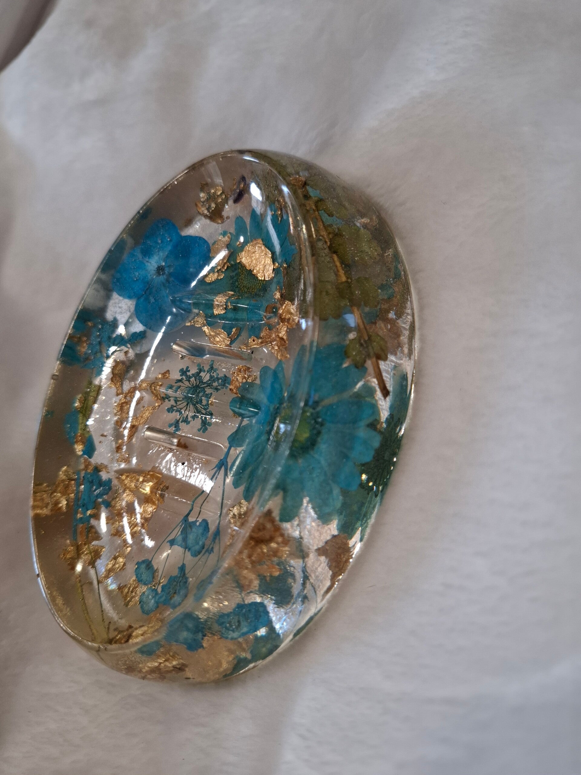 Porte savon résine tons de bleu