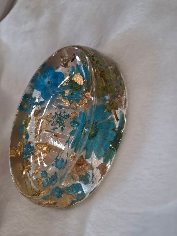 Porte savon résine tons de bleu
