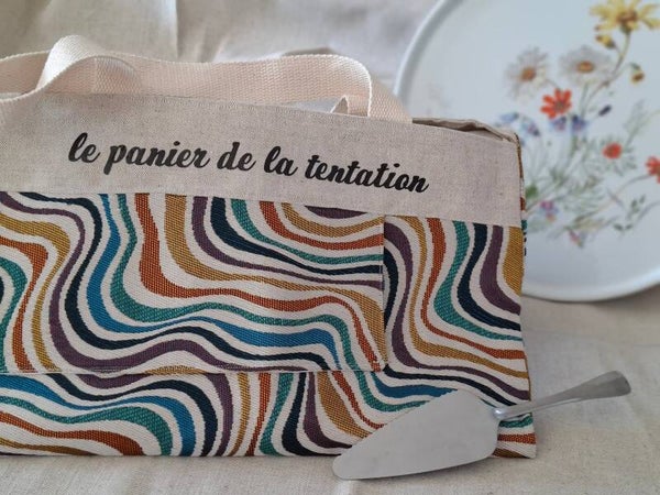 SAC A TARTE REVERSIBLE COSTAUD  COLORE "le panier de la tentation"
