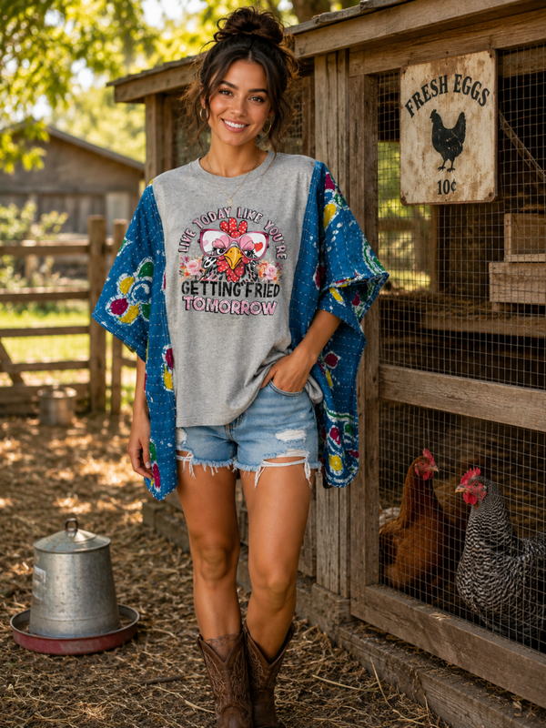 Upcycled Kantha Sleeve Graphic Tee