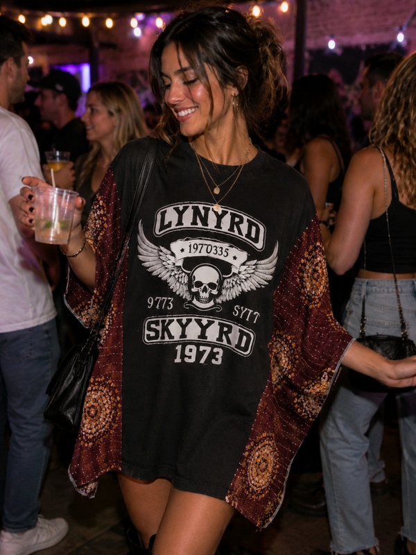 Lynyrd Skynyrd up cycle Kantha tee